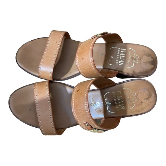 Italian shoemaker womens slip on platform sandal leather color. Size 8.5 - Picture 11 of 12